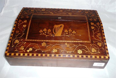 Lot 232 - A kilany inlaid writing slope with typical clover and harp decoration