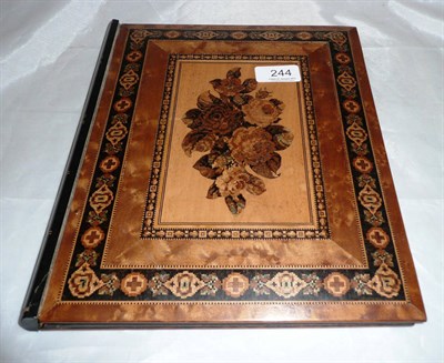 Lot 244 - Tunbridge ware blotter, decorated with flowers