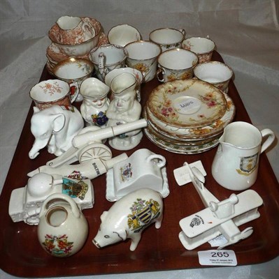 Lot 265 - Eleven pieces of crested china, three Aynsley cups and saucers, Doulton cup and saucer (a.f.)...