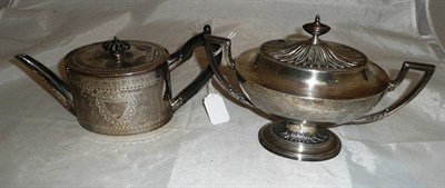 Lot 267 - A Victorian silver teapot, a twin handled silver sucrier and cover