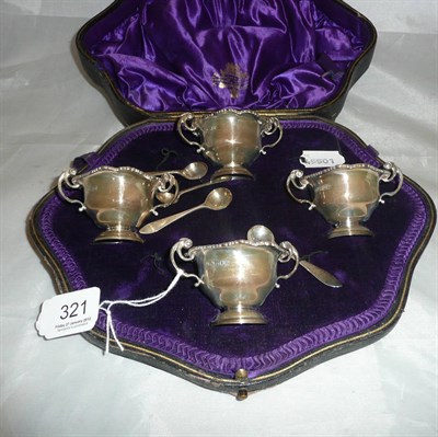 Lot 321 - A set of four campana shaped salts, cased