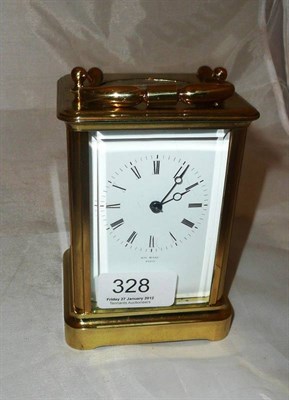 Lot 328 - A brass carriage clock (a.f.) and key