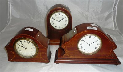 Lot 340 - Three Edwardian inlaid mahogany mantel clocks