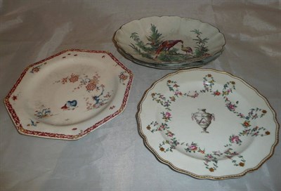 Lot 352 - A pair of 18th century Chelsea porcelain oval dishes decorated with birds, red anchor mark; a...