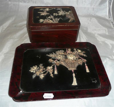 Lot 354 - Two Shibayama type pieces; a box and a tray