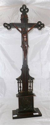 Lot 355 - A carved wooden crucifix