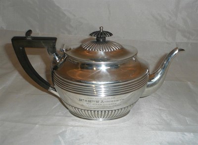 Lot 363 - A Sheffield silver teapot, with presentation inscription