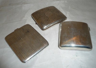 Lot 382 - Two silver cigarette cases and another white metal example