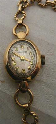 Lot 393 - 9ct gold Longines wristwatch