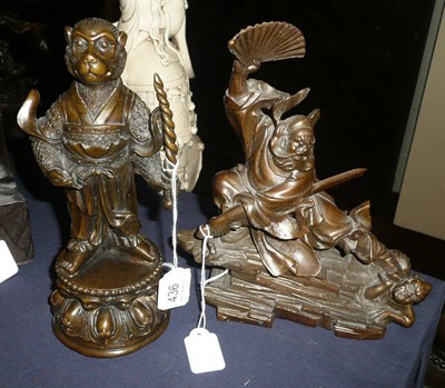 Lot 436 - A patinated bronze model of a monkey god and another