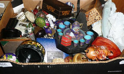 Lot 466 - A box of assorted collector's items including watches, Cloisonne items etc