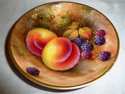 Lot 479 - A Royal Worcester fruit painted pin dish by Shuck