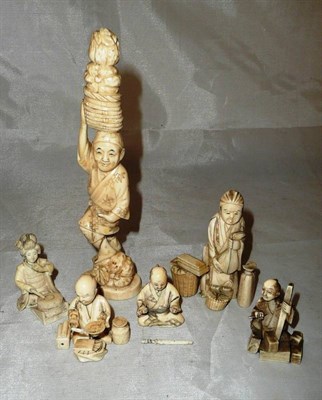 Lot 480 - Four small ivory groups and two others