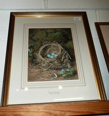 Lot 515 - Frederick Thomas Baynes (1824-1874), still life of a bird's nest and eggs with flowers against...