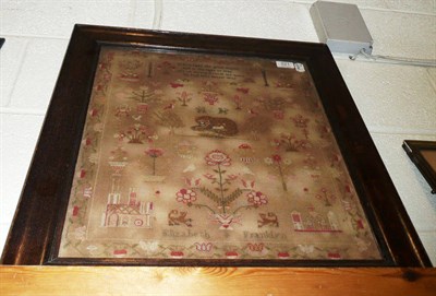 Lot 521 - Framed sampler, worked by Elizabeth Franklyn