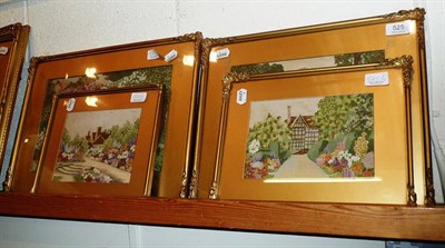 Lot 525 - Four 1920's embroidered pictures