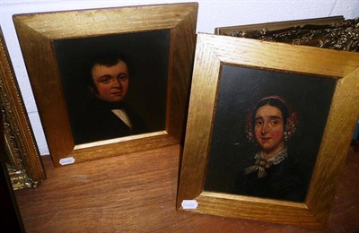 Lot 532 - A pair of 19th century oil on board portraits