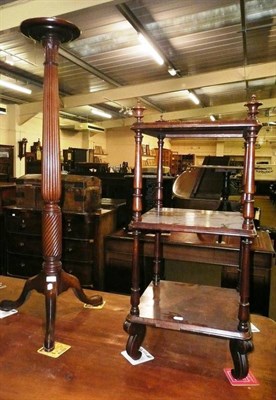 Lot 567 - A Victorian rosewood three tier whatnot and a mahogany torchere