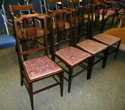 Lot 602 - Set of four Edwardian inlaid chairs