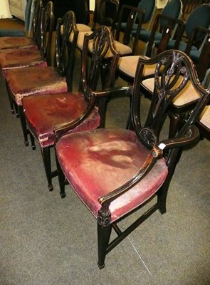 Lot 608 - Five Hepplewhite style dining chairs