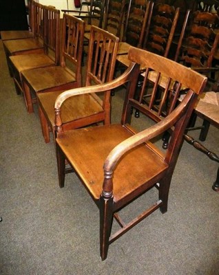 Lot 610 - Two pairs of 19th century oak country chairs and two others (6)