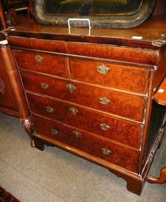 Lot 625 - George II burr walnut four height chest of drawers with additional frieze drawer, alterations