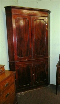 Lot 650 - Georgian mahogany floor standing corner cabinet