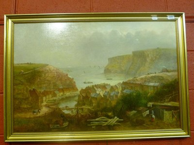 Lot 670 - Follower of William Gilbert Foster, R B A, an oil painting of Staithes, circa 1880-1900