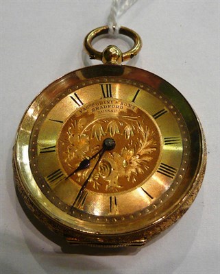 Lot 37 - A lady's fob watch, case stamped 18k in original case