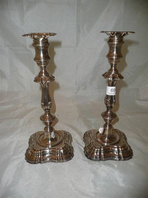 Lot 69 - A pair of silver loaded candlesticks, Sheffield, 1903