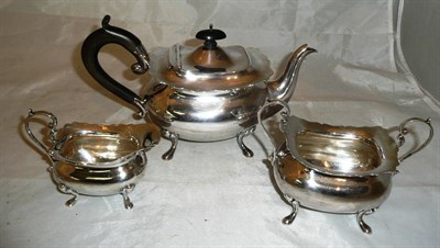 Lot 105 - A three piece silver tea set