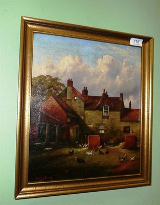 Lot 118 - J Miller Brown, farmyard scene, oil on canvas