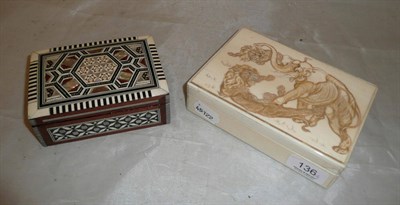 Lot 136 - A Japanese ivory box (a.f.) and an inlaid box