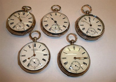 Lot 175 - Five silver open faced pocket watches