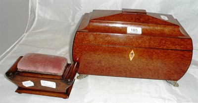Lot 185 - A Regency burr walnut tea caddy and a rosewood sewing box