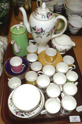 Lot 187 - A Cauldon and Bisto part Harlequin coffee set and a Wedgwood part coffee set