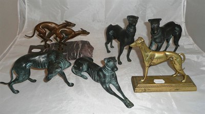 Lot 189 - An Art Deco style greyhound group and five similar figures
