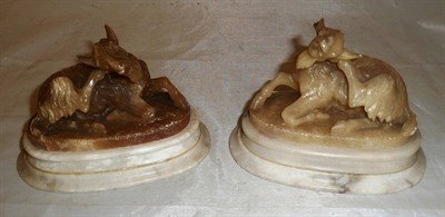 Lot 193 - Pair of alabaster goats