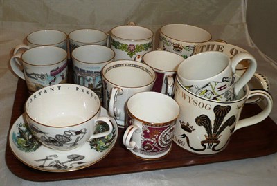 Lot 195 - Three Wedgwood commemorative mugs by Richard Guyatt, other commemoratives etc