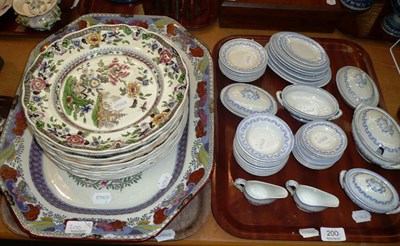 Lot 200 - Twelve ironstone brown and white plates, an ironstone blue and white platter and a child's part...