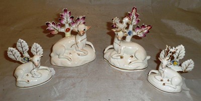 Lot 205 - Two pairs of Staffordshire deer