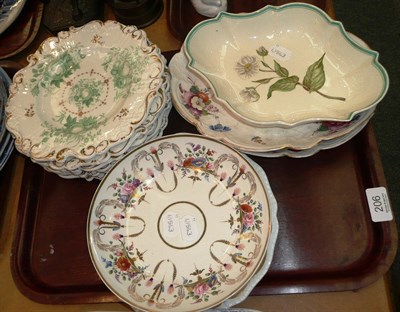 Lot 206 - Six plates decorated in green with fruit, Spode dish, a botanical dish and two other dishes (10)