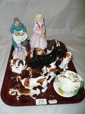 Lot 210 - A tray of Royal Doulton and other models of various dogs, Royal Doulton figures 'The...