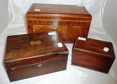 Lot 220 - Jewellery box, tea caddy and large tea caddy