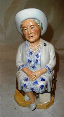 Lot 231 - Peggy Davies hand painted character jug "Queen Mother"