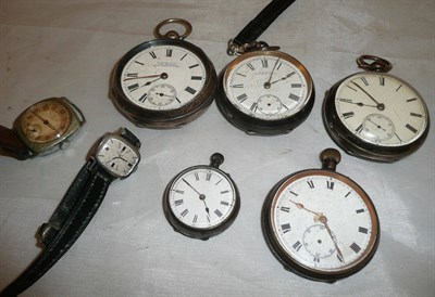 Lot 268 - Five pocket watches and two wristwatches