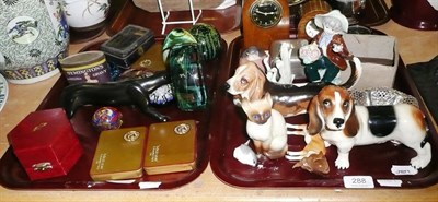 Lot 288 - Two trays of assorted collectables including a Perthshire paperweight, other paper weights, Beswick