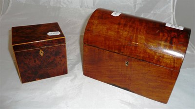 Lot 294 - An early 19th century dome top tea caddy and a yew wood caddy