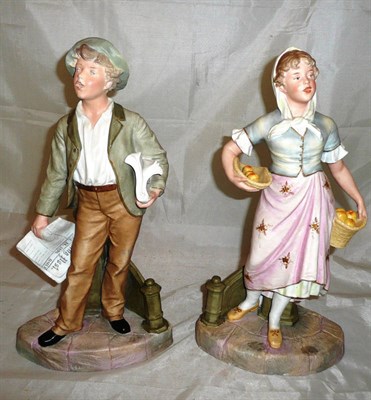 Lot 296 - A pair of Victorian bisque figures of a boy and a girl