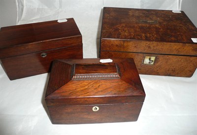 Lot 298 - Two tea caddies and a walnut hinged box